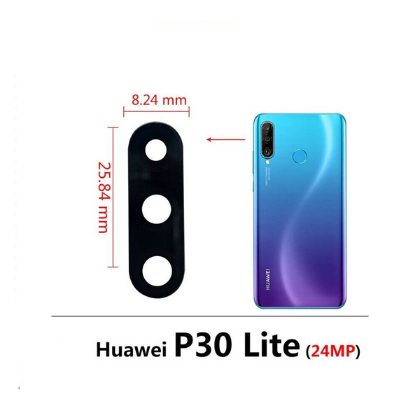 VETRINO CAMERA POSTERIORE PER HUAWEI P30 LITE 24 MP LENTE FOTOCAMERA BIOADESIVO