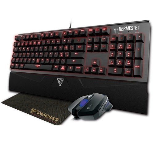 TASTIERA GAMING GAMDIAS MECCANICA HERMES E1 KIT COMBO IT (MOUSE+MOUSEPAD) SMART KEYS MACRO SW supp PS4 - SWITCH BROWN