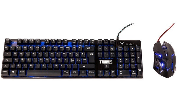 TASTIERA GAMING ITEK + MOUSE TAURUS T15M1 COMBO KIT TASTIERA RETROILLUMINATA, MULTIMEDIALE, AG E MOUSE 2400DPI