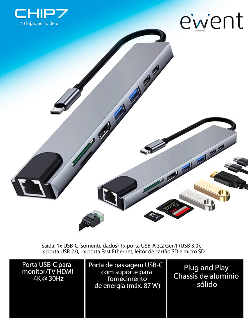 Ewent EW1146 Dock USB-C 8 in 1