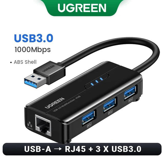 UGREEN 20265 hub USB-A con 3 porte USB 3.0 e Gigabit Ethernet